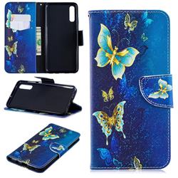 Golden Butterflies Leather Wallet Case for Samsung Galaxy A70