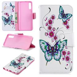 Peach Butterflies Leather Wallet Case for Samsung Galaxy A70