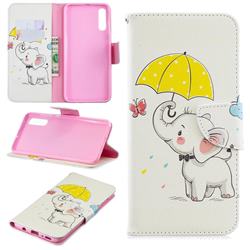 Umbrella Elephant Leather Wallet Case for Samsung Galaxy A70