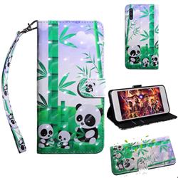 Eating Bamboo Pandas 3D Painted Leather Wallet Case for Samsung Galaxy A70