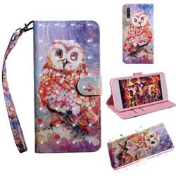 Colored Owl 3D Painted Leather Wallet Case for Samsung Galaxy A70