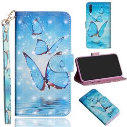 Blue Sea Butterflies 3D Painted Leather Wallet Case for Samsung Galaxy A70