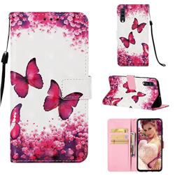 Rose Butterfly 3D Painted Leather Wallet Case for Samsung Galaxy A70
