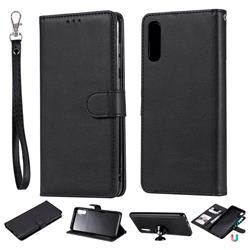 Retro Greek Detachable Magnetic PU Leather Wallet Phone Case for Samsung Galaxy A70 - Black