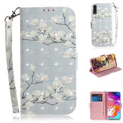 Magnolia Flower 3D Painted Leather Wallet Phone Case for Samsung Galaxy A70