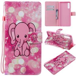 Pink Elephant PU Leather Wallet Case for Samsung Galaxy A70