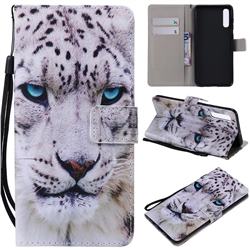 White Leopard PU Leather Wallet Case for Samsung Galaxy A70