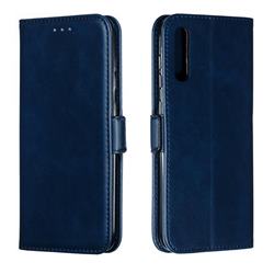 Retro Classic Calf Pattern Leather Wallet Phone Case for Samsung Galaxy A70 - Blue