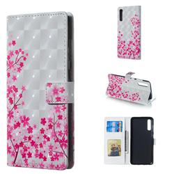 Cherry Blossom 3D Painted Leather Phone Wallet Case for Samsung Galaxy A70