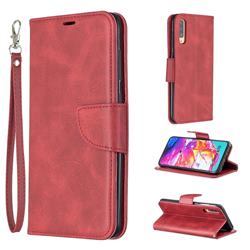 Classic Sheepskin PU Leather Phone Wallet Case for Samsung Galaxy A70 - Red