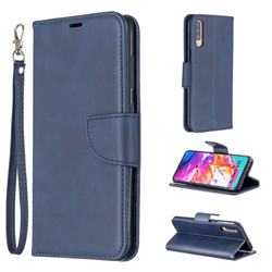 Classic Sheepskin PU Leather Phone Wallet Case for Samsung Galaxy A70 - Blue