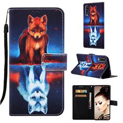 Water Fox Matte Leather Wallet Phone Case for Samsung Galaxy A70