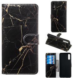 Black Gold Marble PU Leather Wallet Case for Samsung Galaxy A70