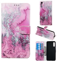 Pink Seawater PU Leather Wallet Case for Samsung Galaxy A70