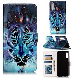 Ice Wolf 3D Relief Oil PU Leather Wallet Case for Samsung Galaxy A70