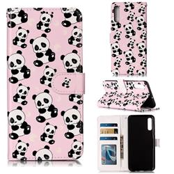 Cute Panda 3D Relief Oil PU Leather Wallet Case for Samsung Galaxy A70