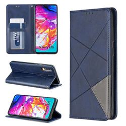 Prismatic Slim Magnetic Sucking Stitching Wallet Flip Cover for Samsung Galaxy A70 - Blue