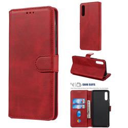 Retro Calf Matte Leather Wallet Phone Case for Samsung Galaxy A70 - Red