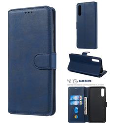 Retro Calf Matte Leather Wallet Phone Case for Samsung Galaxy A70 - Blue