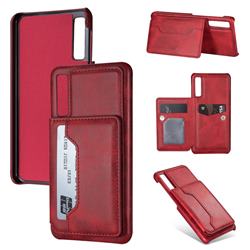 Luxury Magnetic Double Buckle Leather Phone Case for Samsung Galaxy A70 - Red