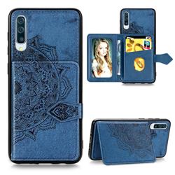 Mandala Flower Cloth Multifunction Stand Card Leather Phone Case for Samsung Galaxy A70 - Blue