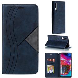 Retro S Streak Magnetic Leather Wallet Phone Case for Samsung Galaxy A70 - Blue
