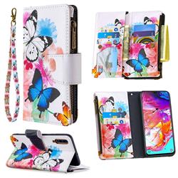 Vivid Flying Butterflies Binfen Color BF03 Retro Zipper Leather Wallet Phone Case for Samsung Galaxy A70