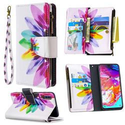 Seven-color Flowers Binfen Color BF03 Retro Zipper Leather Wallet Phone Case for Samsung Galaxy A70