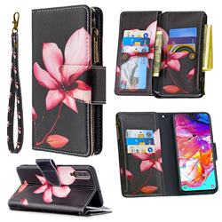 Lotus Flower Binfen Color BF03 Retro Zipper Leather Wallet Phone Case for Samsung Galaxy A70