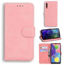 Retro Classic Skin Feel Leather Wallet Phone Case for Samsung Galaxy A70 - Pink