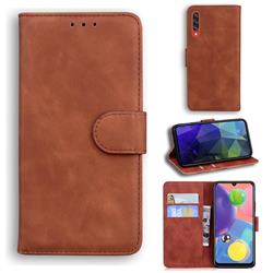 Retro Classic Skin Feel Leather Wallet Phone Case for Samsung Galaxy A70 - Brown