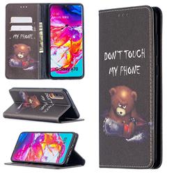 Chainsaw Bear Slim Magnetic Attraction Wallet Flip Cover for Samsung Galaxy A70