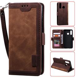 Luxury Retro Stitching Leather Wallet Phone Case for Samsung Galaxy A70e - Dark Brown