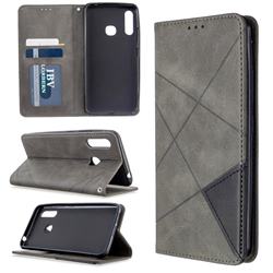 Prismatic Slim Magnetic Sucking Stitching Wallet Flip Cover for Samsung Galaxy A70e - Gray