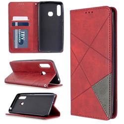 Prismatic Slim Magnetic Sucking Stitching Wallet Flip Cover for Samsung Galaxy A70e - Red