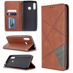 Prismatic Slim Magnetic Sucking Stitching Wallet Flip Cover for Samsung Galaxy A70e - Brown