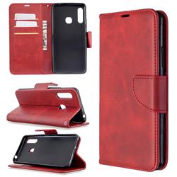 Classic Sheepskin PU Leather Phone Wallet Case for Samsung Galaxy A70e - Red