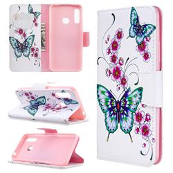 Peach Butterflies Leather Wallet Case for Samsung Galaxy A70e