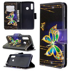Golden Shining Butterfly Leather Wallet Case for Samsung Galaxy A70e