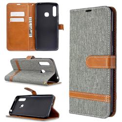 Jeans Cowboy Denim Leather Wallet Case for Samsung Galaxy A70e - Gray