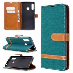 Jeans Cowboy Denim Leather Wallet Case for Samsung Galaxy A70e - Green