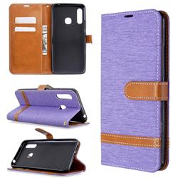 Jeans Cowboy Denim Leather Wallet Case for Samsung Galaxy A70e - Purple
