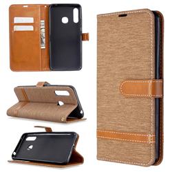 Jeans Cowboy Denim Leather Wallet Case for Samsung Galaxy A70e - Brown