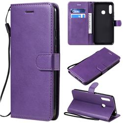 Retro Greek Classic Smooth PU Leather Wallet Phone Case for Samsung Galaxy A70e - Purple