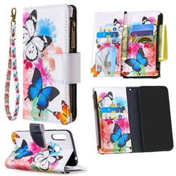 Vivid Flying Butterflies Binfen Color BF03 Retro Zipper Leather Wallet Phone Case for Samsung Galaxy A70e