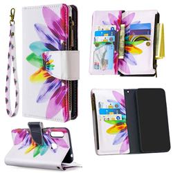 Seven-color Flowers Binfen Color BF03 Retro Zipper Leather Wallet Phone Case for Samsung Galaxy A70e