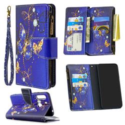 Purple Butterfly Binfen Color BF03 Retro Zipper Leather Wallet Phone Case for Samsung Galaxy A70e