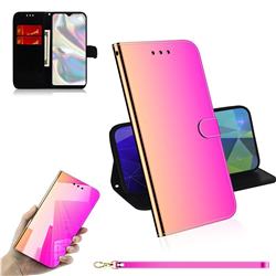 Shining Mirror Like Surface Leather Wallet Case for Samsung Galaxy A70e - Rainbow Gradient