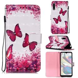 Rose Butterfly 3D Painted Leather Wallet Case for Samsung Galaxy A70e