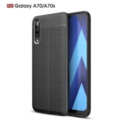 Luxury Auto Focus Litchi Texture Silicone TPU Back Cover for Samsung Galaxy A70s - Black